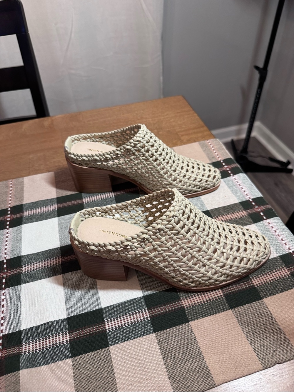 Anthropologie Woven Slip-On Mule in Cream - Women's Fashion Shoe